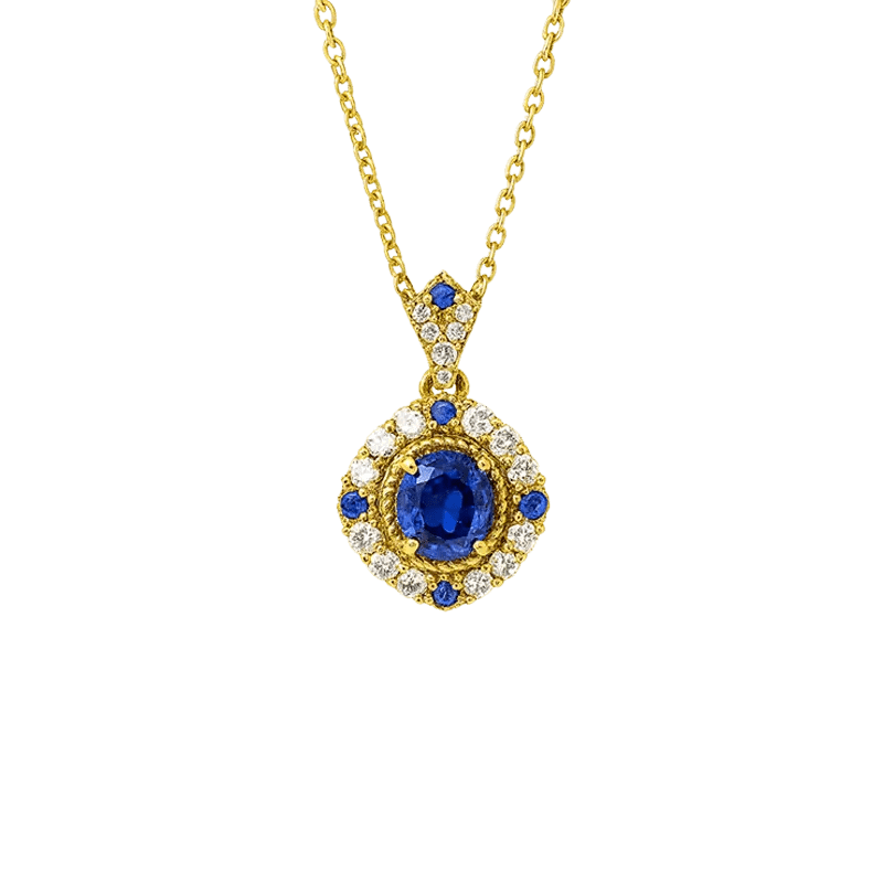 Alvora Saphira Blue Gem Necklace – Gold Vintage Royal Elegance Jewelry