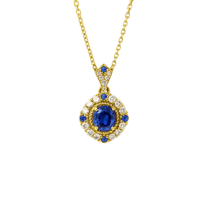 Alvora Saphira Blue Gem Necklace – Gold Vintage Royal Elegance Jewelry