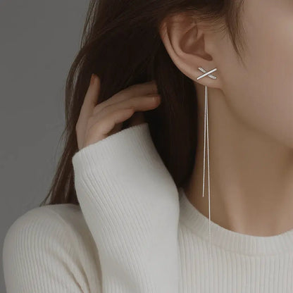 Alvora Silexa Silver Modern Drop & Stud Earrings 