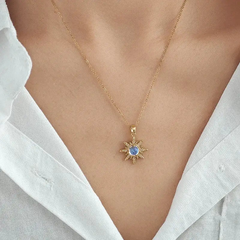 Alvora Sunaro Necklace – Vintage Gold & Silver Waterproof Opal Jewelry
