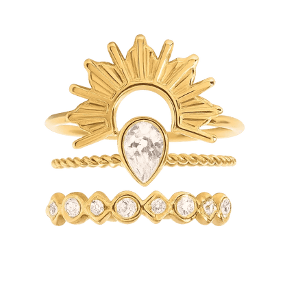 Alvora Sunora Stackable Ring Set | 18K Gold, Waterproof & Tarnish-Free