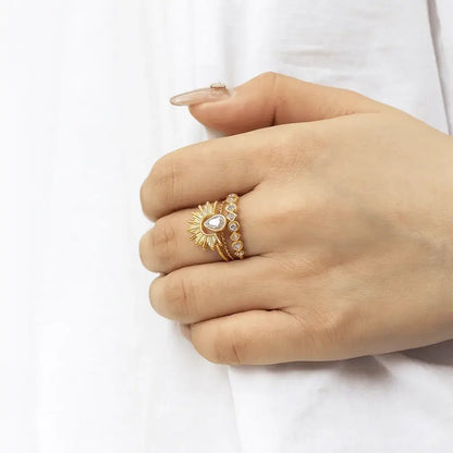 Alvora Sunora Stackable Ring Set | 18K Gold, Waterproof & Tarnish-Free
