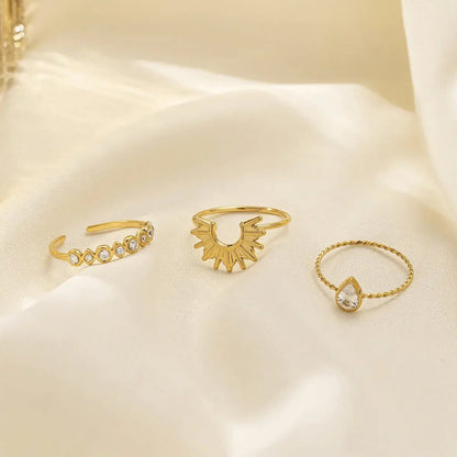 Alvora Sunora Stackable Ring Set | 18K Gold, Waterproof & Tarnish-Free