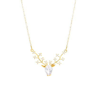 Sylvarein - Alvora antler crystal necklace deer pendant necklace delicate animal necklace