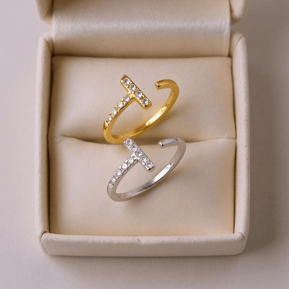 T-Luxe - Alvora adjustable zircon ring gift for her minimalist silver rings