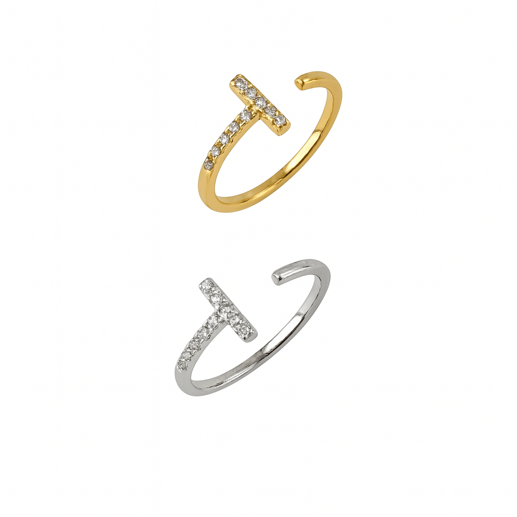 T-Luxe - Alvora adjustable zircon ring gift for her minimalist silver rings