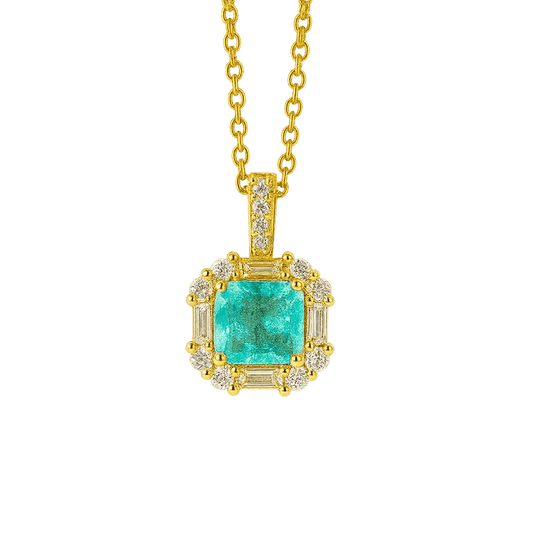 Alvora Turqella N Turquoise Halo Necklace – 18K Gold, Waterproof, Modern Vintage Jewelry