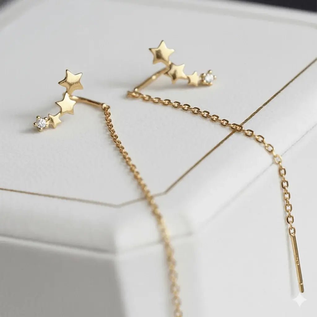 Alvora Twilora Drop Earrings – Gold & Silver Star Threaders