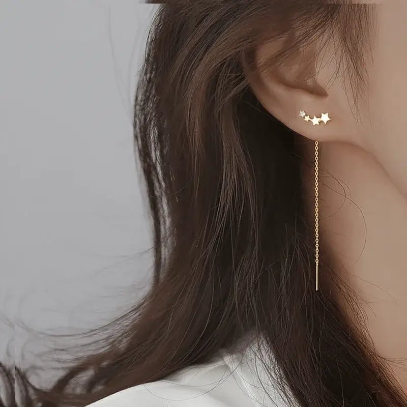 Alvora Twilora Drop Earrings – Gold & Silver Star Threaders