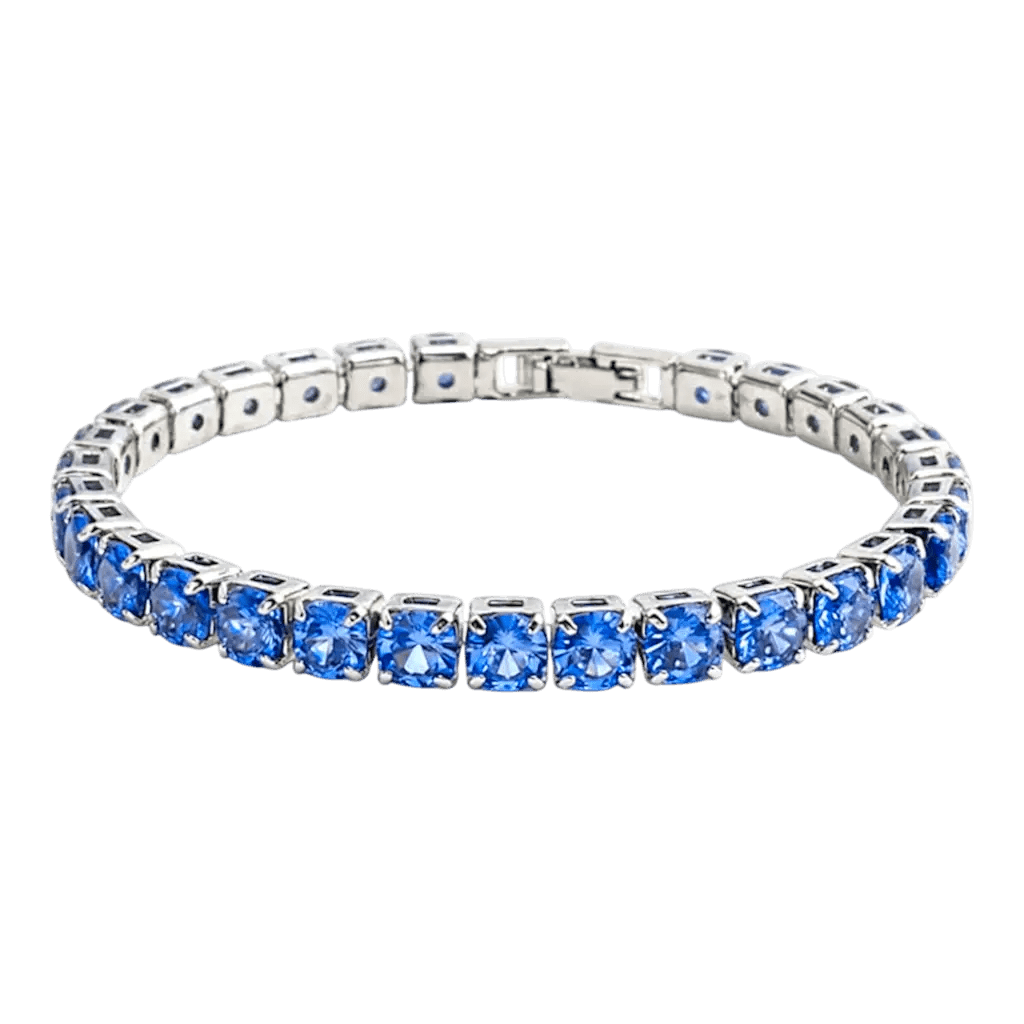 Alvora Veloria Azure | 5mm Blue CZ Tennis Bracelet – Silver Jewelry