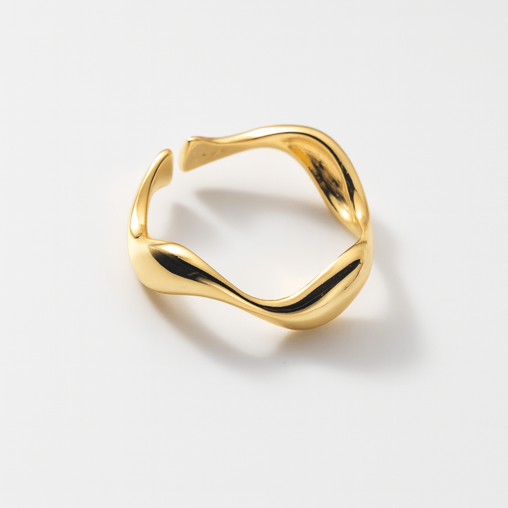 Wavelet - Alvora 18k gold plated ring adjustable wave ring contemporary statement ring