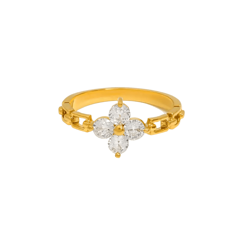 Alvora Zerlina Gold Floral Chain Ring – 18K Gold, Waterproof & Skin-Friendly